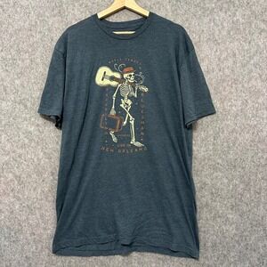 The Duck Company Mens XL Graphic T-Shirt Skeleton Bluesman Live New Orleans